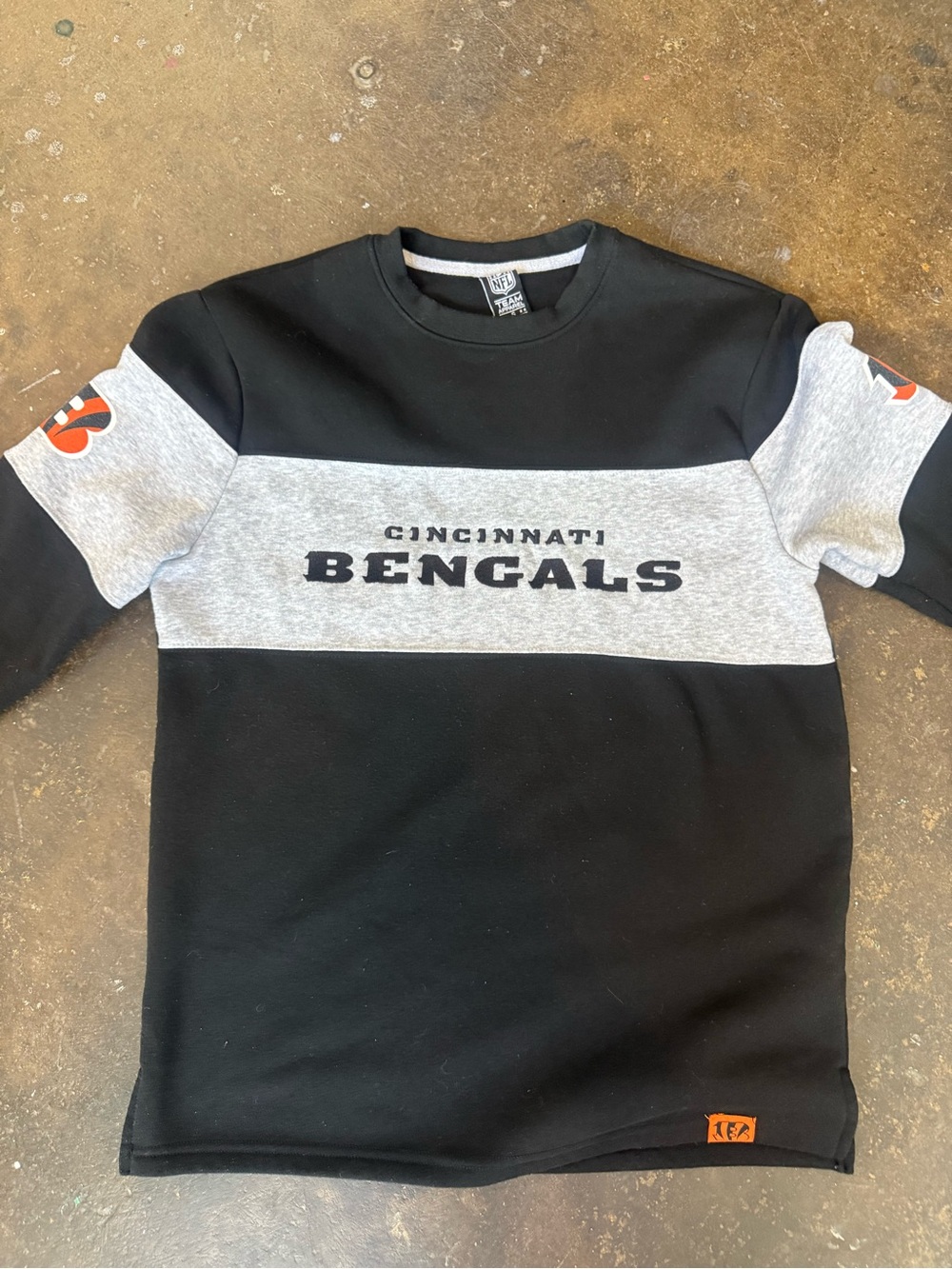 NFL Cincinnati Bengals Black & Gray Block Crewneck